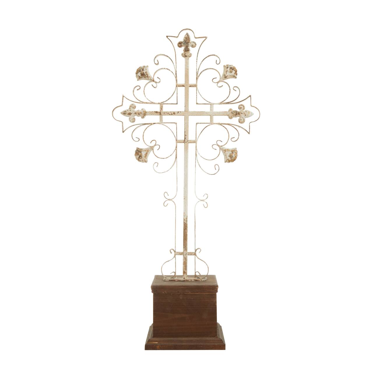 30&#x22; White Iron French Country Cross